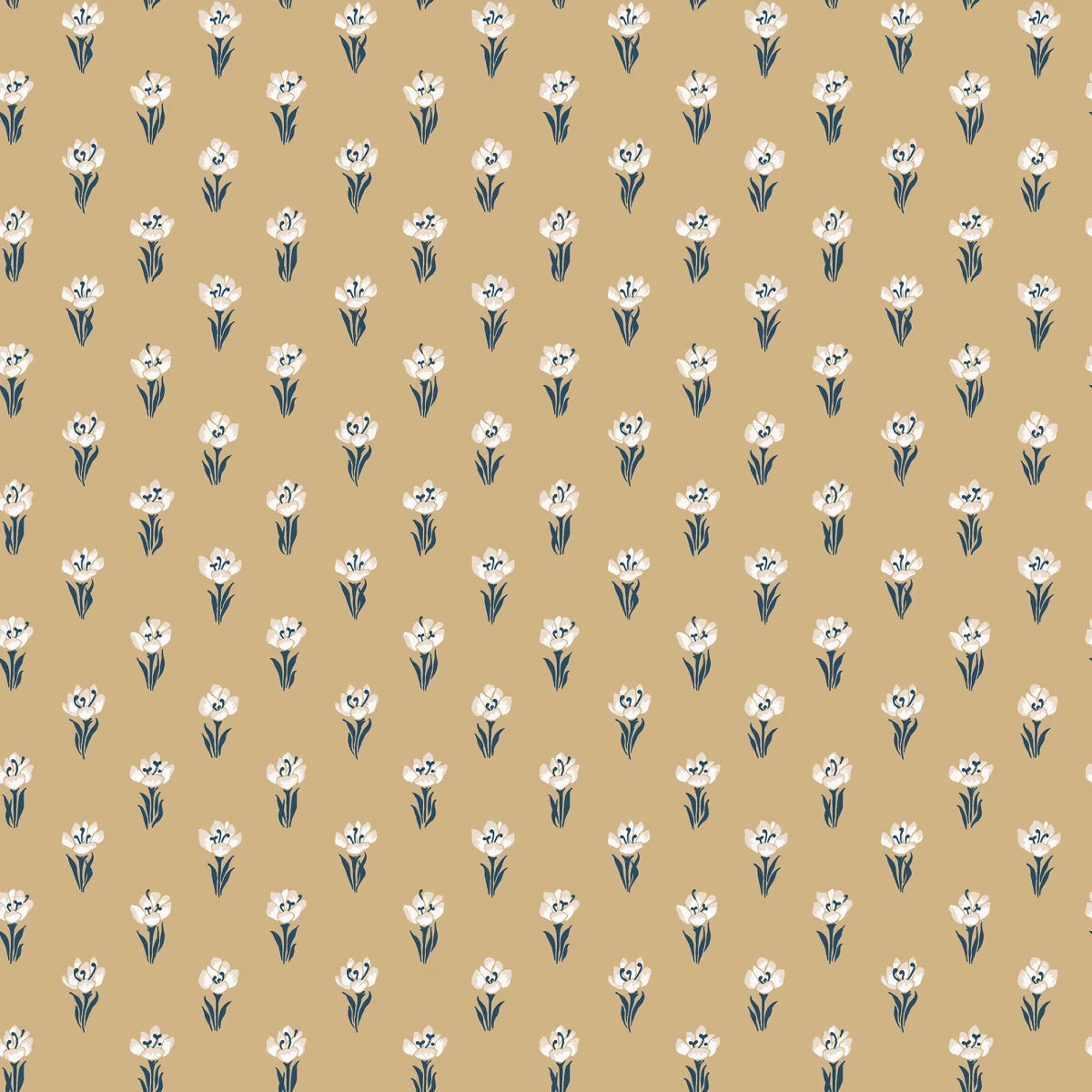 Betty wallpaper - eight tiny crocuses named "Timeless" are gathered in this decorative pattern, created in collaboration with Johanna Bradford.