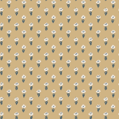 Betty wallpaper - eight tiny crocuses named "Timeless" are gathered in this decorative pattern, created in collaboration with Johanna Bradford.