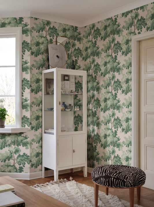 Raphael is one of our most popular wallpapers. The pattern gives you treetops in a wide range of color combinations. 