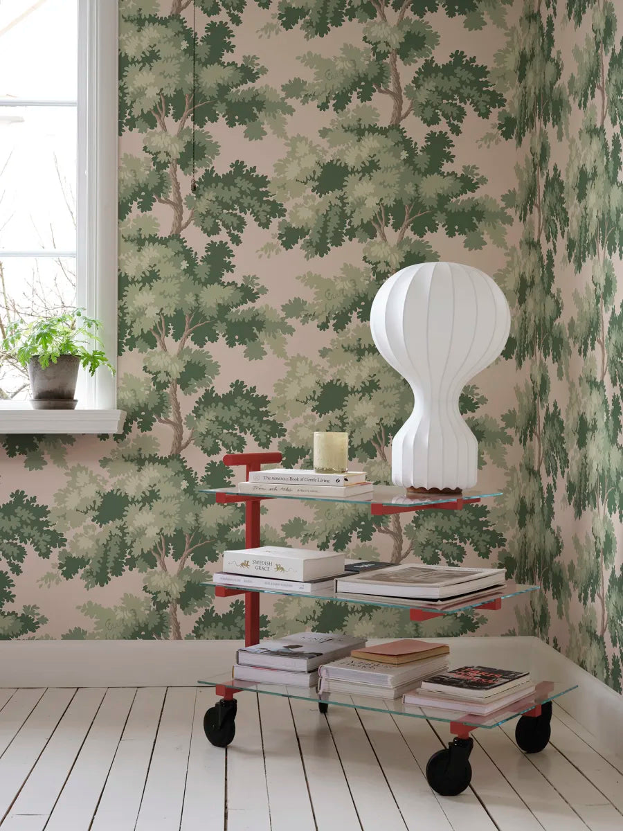 Raphael is one of our most popular wallpapers. The pattern gives you treetops in a wide range of color combinations. 