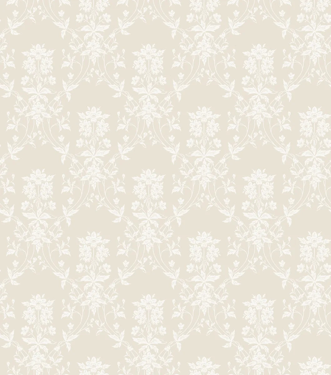 Alva wallpaper welcomes spring into the room with its detailed bouquets of anemones, creating a tranquil, serene backdrop.