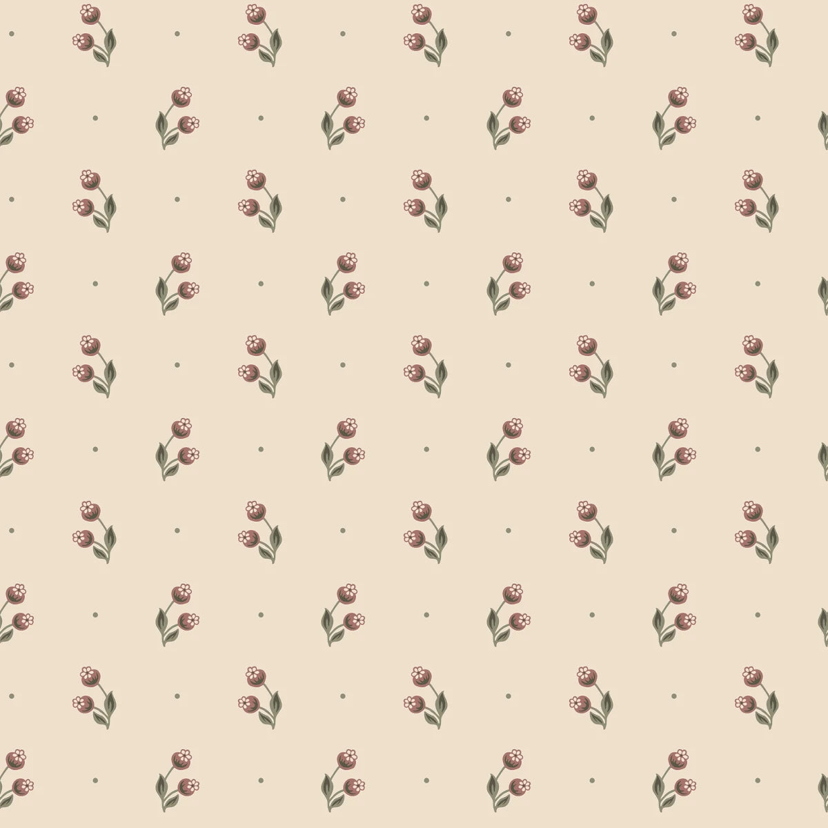 In the wallpaper Siv, we took a closer look at the berries on the hawthorn trees. The small clusters create a friendly, decorative impression, beautifully matching more patterned designs.