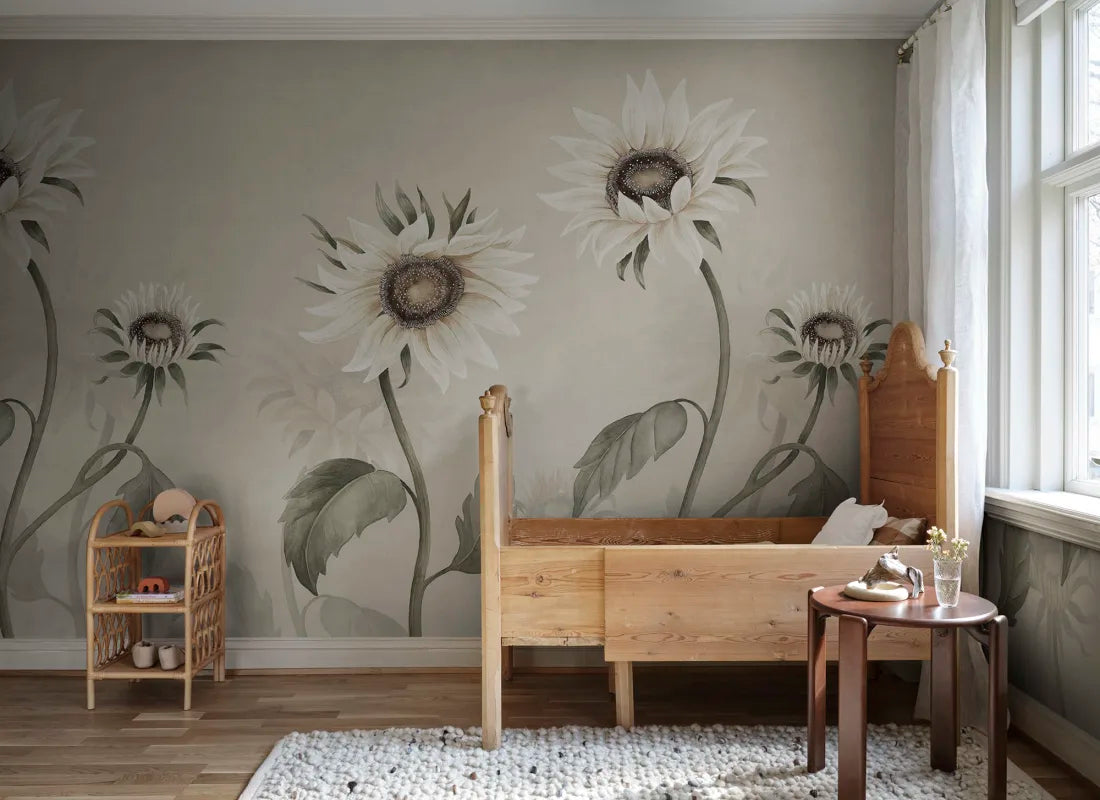 Sunflowers, White - S10529 Mural