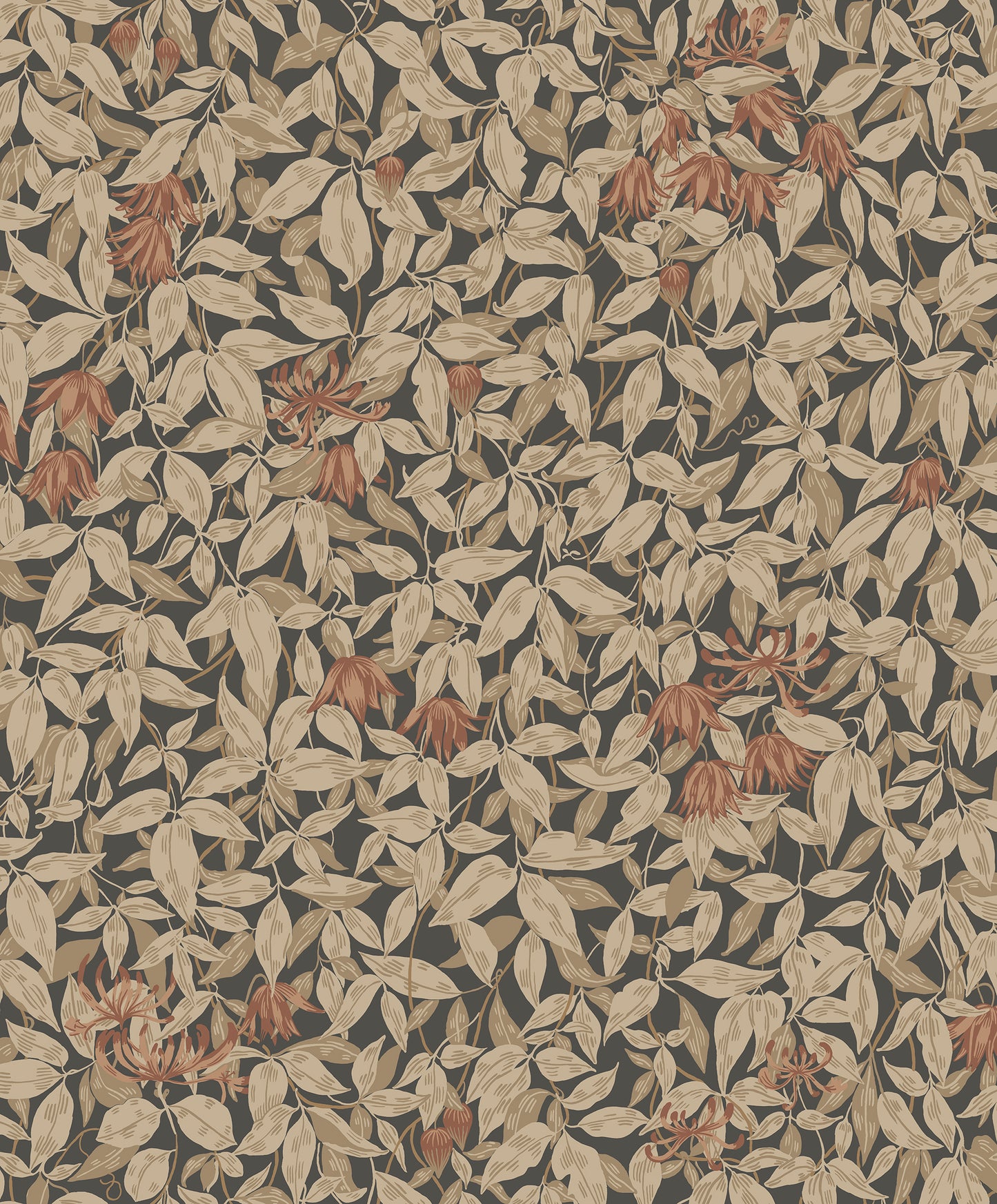 Our popular Linnea pattern, featuring softly verdant clematis and honeysuckle, this wallpaper brings character and life to your home.