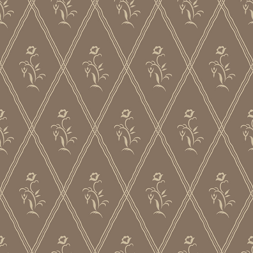Colored in a captivating dark brown tone with beige detailing, our Signe wallpaper transports you to the allure and splendor of the 1920s.