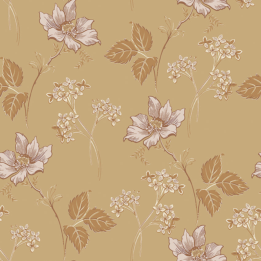 In a classic 1920’s palette of soft ochre and pink, our Valborg wallpaper is colorful and elegant. 