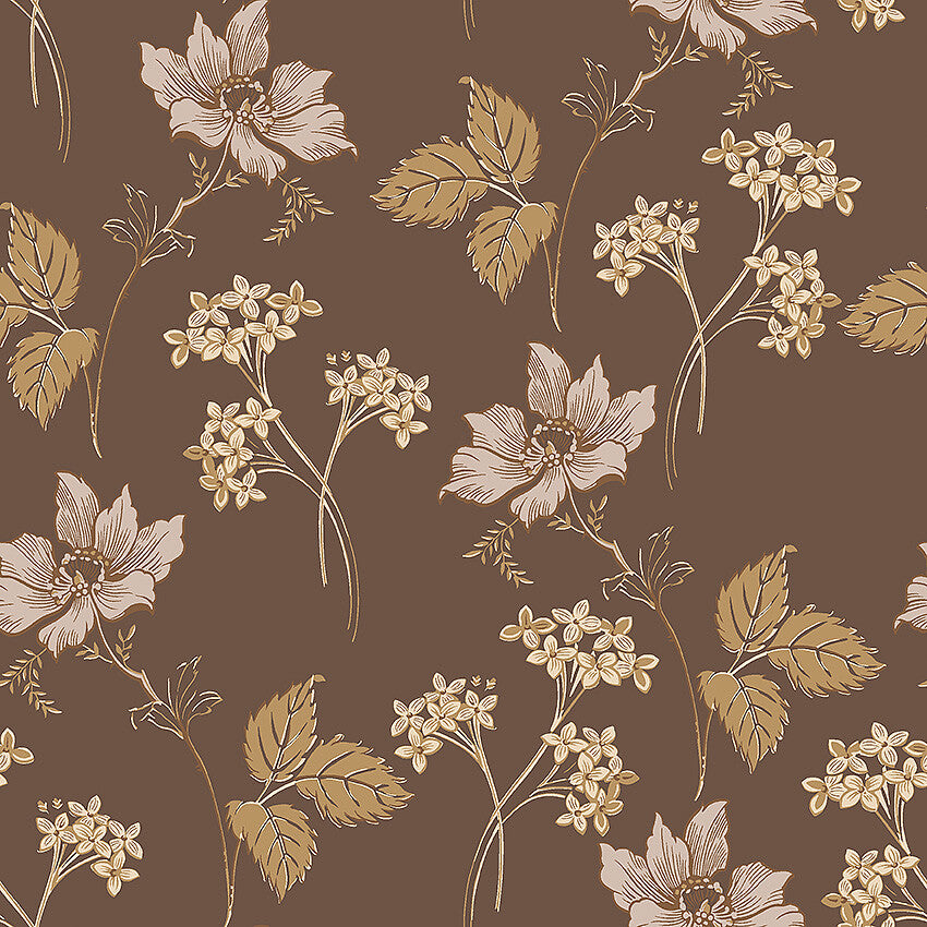 Experience timeless elegance with our Valborg wallpaper featuring a floral pattern colored in a beautiful combination of dark brown and delicate pink.