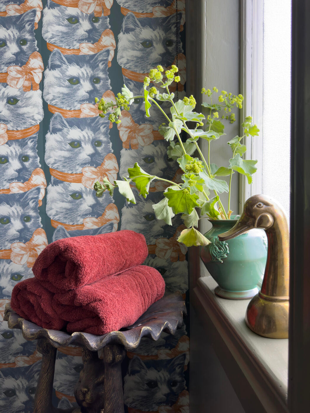 The “Crazy Cat Lady” wallpaper is for the daring looking for something unique and particularly eye-catching, perhaps to decorate a powder room.