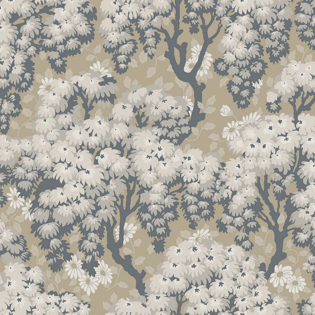 Likened to simply existing within the dancing crowns of the linden trees and their floral bed. This wallpaper from our archives is available in three new colorways.