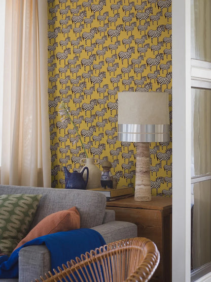 Lisa Larson’s beloved 1957 ceramic zebra is given new life in this striking Zebra wallpaper.