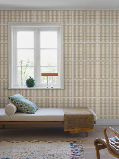  The strong geometric pattern of Alvar Aalto 14/6 is built from 14 squares across and 6 down. Aalto created this timeless, graphic motif for the NK Textile Chamber in the 1940s. 