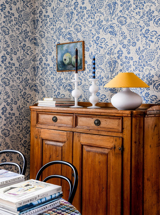  Daniel Långelid came upon this pattern on the inside of an antique book dated 1763 and added it to wallpaper. 