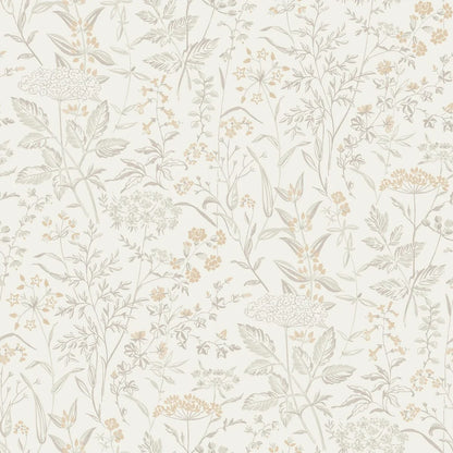 With its intricately drawn floral pattern and delicate color palette of soft beige and autumnal tones, our Emil wallpaper has a vintage elegance that perfectly offsets contemporary interiors.