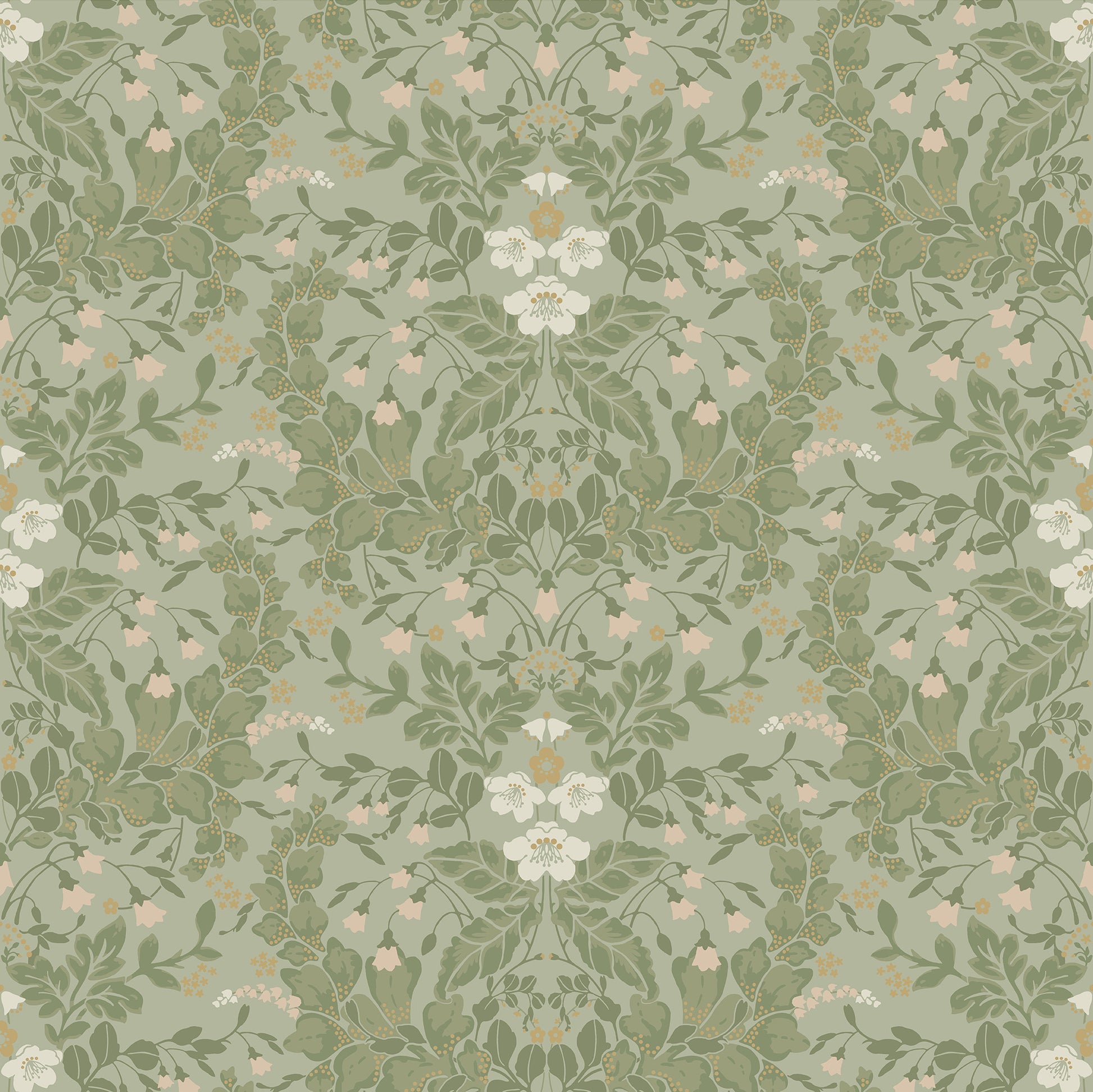 In the wallpaper pattern&nbsp;Saga, the forest's plants are brought to life. 