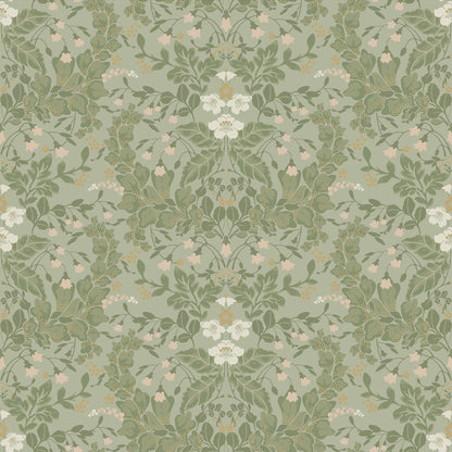 In the wallpaper pattern&nbsp;Saga, the forest's plants are brought to life. 