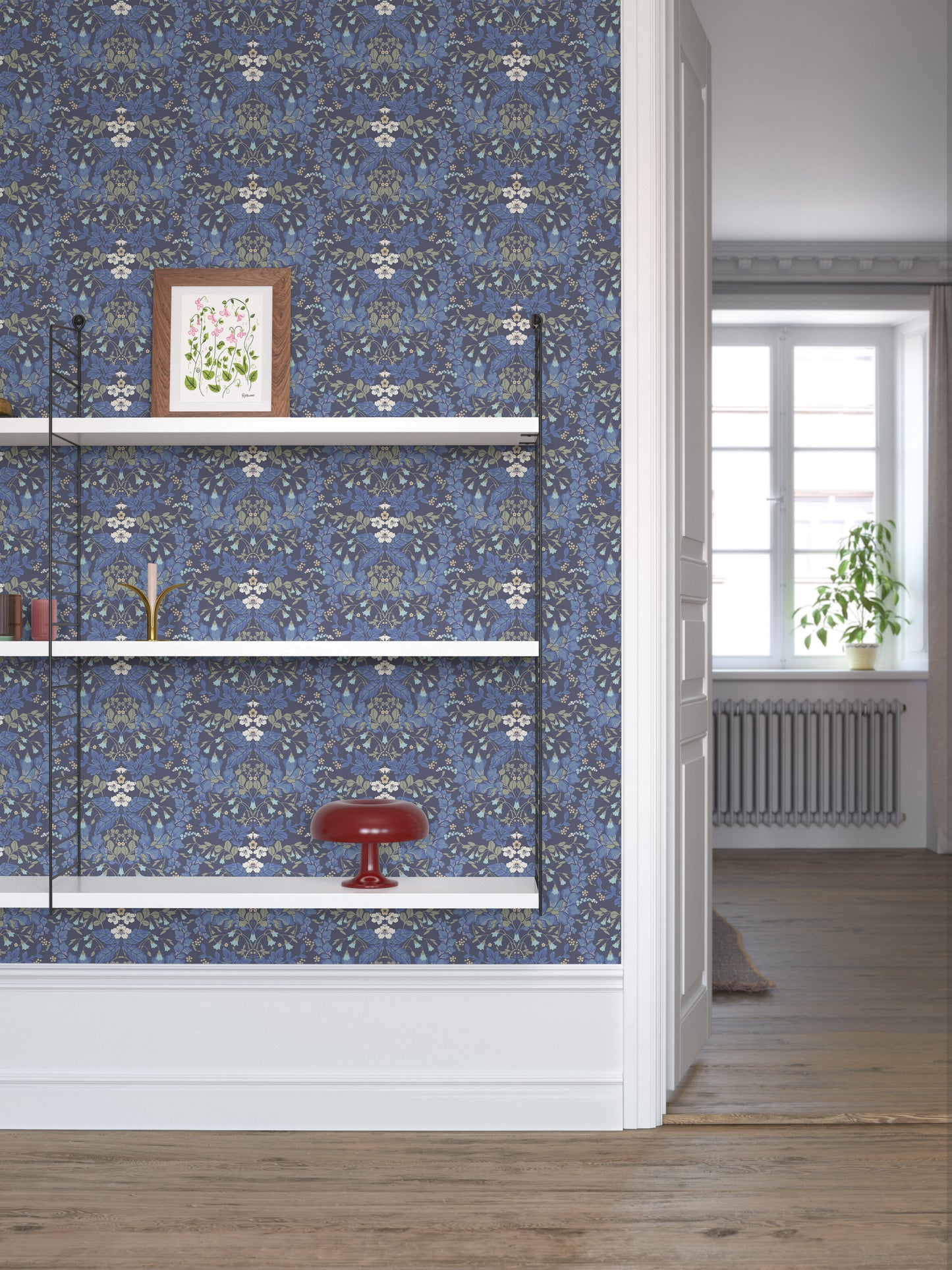 In the wallpaper pattern&nbsp;Saga, the forest's plants are brought to life. 