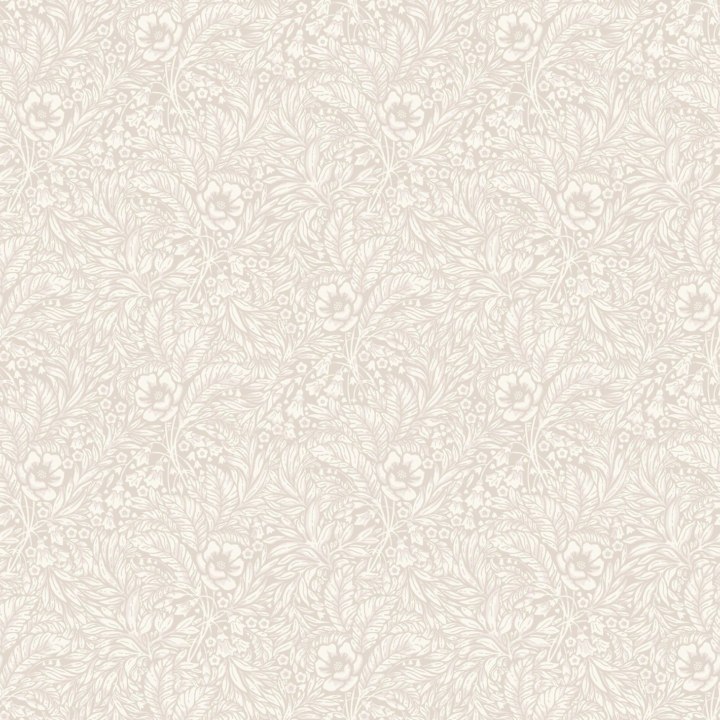 Emma is a timeless wallpaper pattern where flowers and leaves gently wind across the surface, creating a soft, blossoming feel on the wall. 