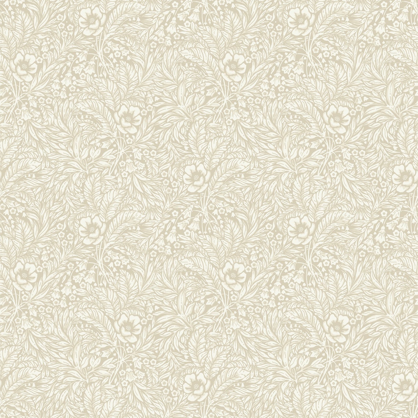 Emma is a timeless wallpaper pattern where flowers and leaves gently wind across the surface, creating a soft, blossoming feel on the wall. 