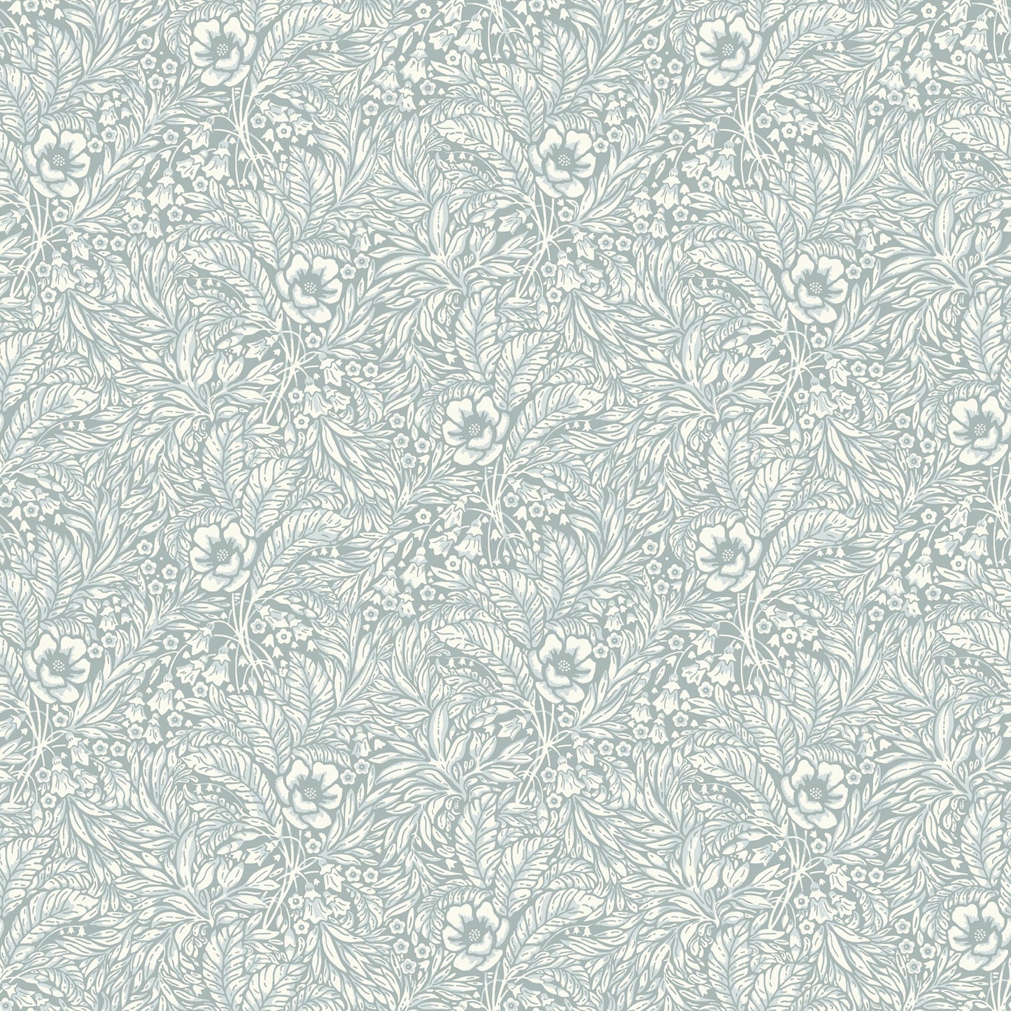 Emma is a timeless wallpaper pattern where flowers and leaves gently wind across the surface, creating a soft, blossoming feel on the wall. 