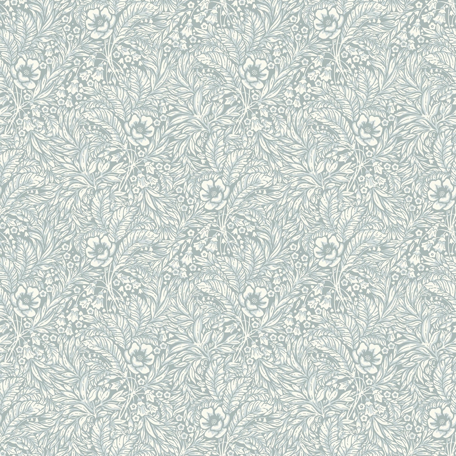 Emma is a timeless wallpaper pattern where flowers and leaves gently wind across the surface, creating a soft, blossoming feel on the wall. 