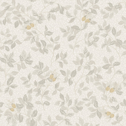 In the Nora wallpaper pattern, the rosehip bush serves as the inspiration — where the roses have faded and only the hips remain.