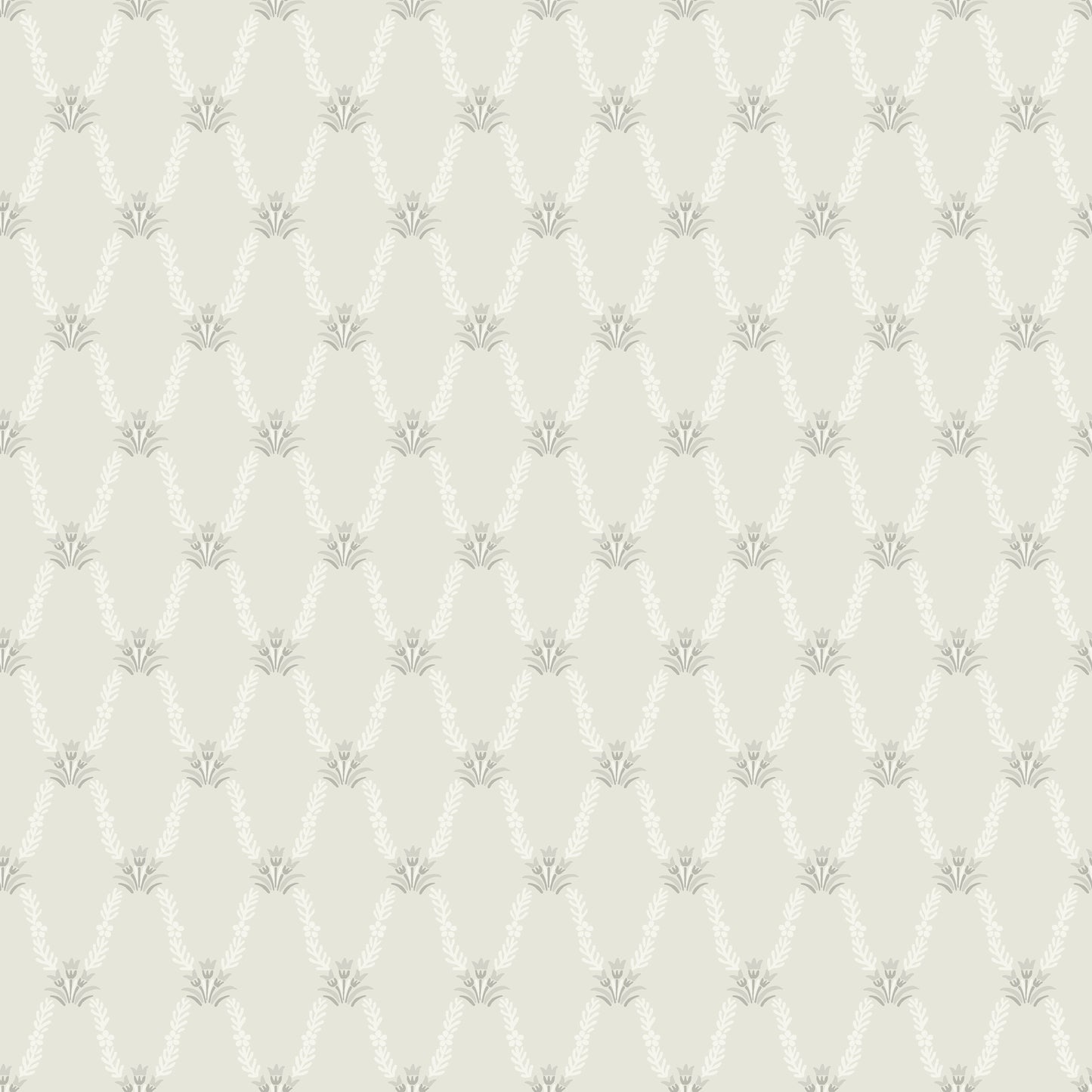 The beautiful Hedvig is both an organic and graphic wallpaper pattern. Small, stylized hand-painted bouquets are connected by swirling leaves, forming a harmonious and symmetrical whole.