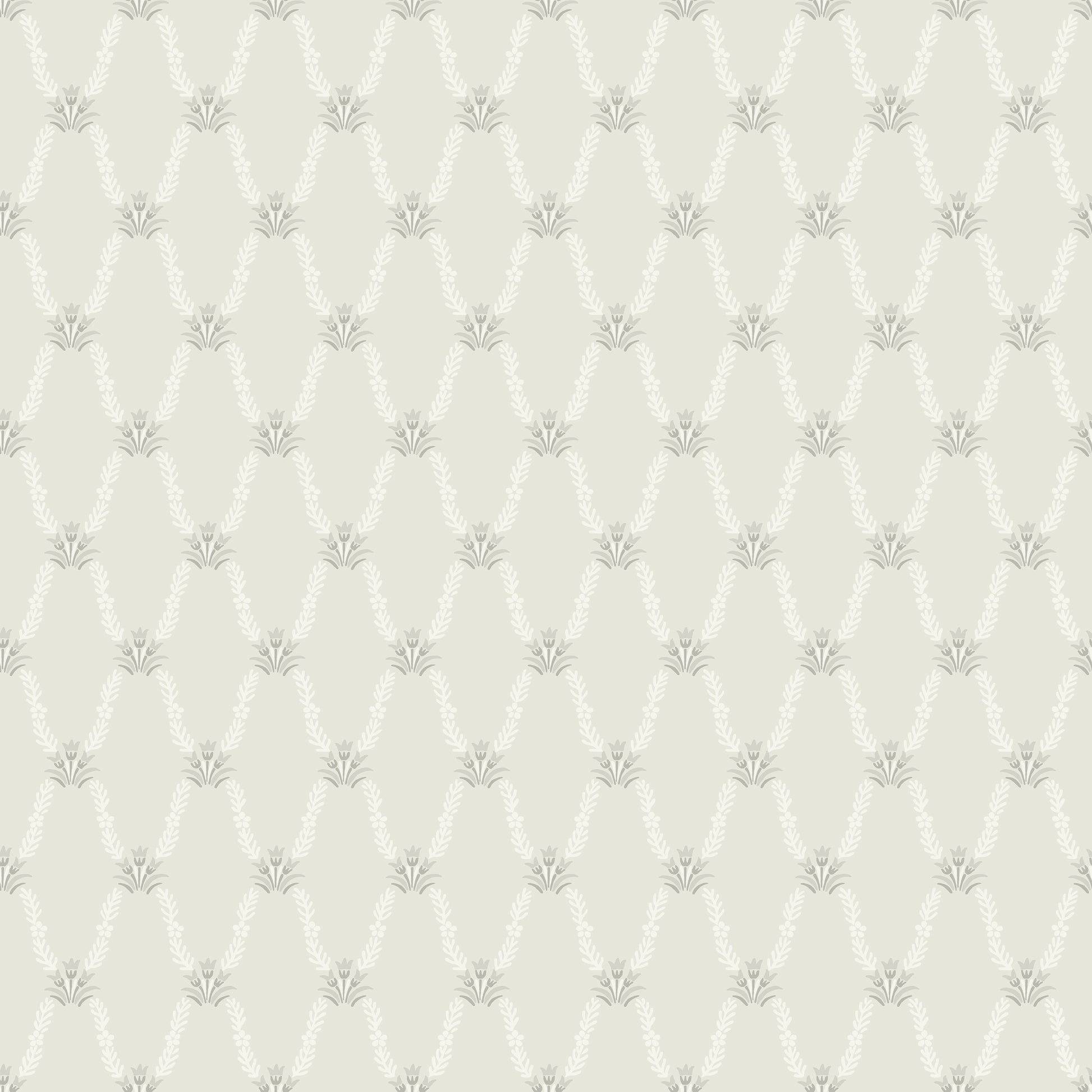 The beautiful Hedvig is both an organic and graphic wallpaper pattern. Small, stylized hand-painted bouquets are connected by swirling leaves, forming a harmonious and symmetrical whole.