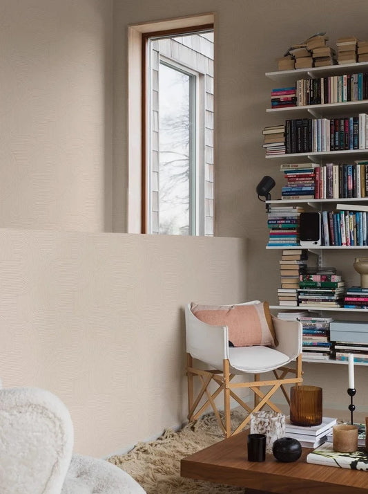 Transform your space with our Zen wallpaper shaded in soft, light beige tones. 