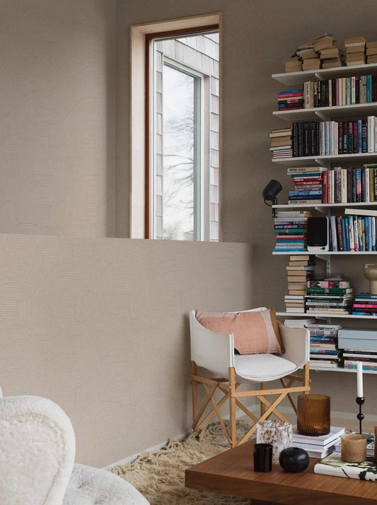 Colored in a cool beige hue, our Zen wallpaper invites a sense of calm into your space.