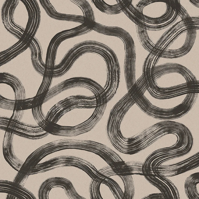 Colored in black detailing on a putty grey backdrop, our Curve wallpaper induces a sense of calm and interest. 