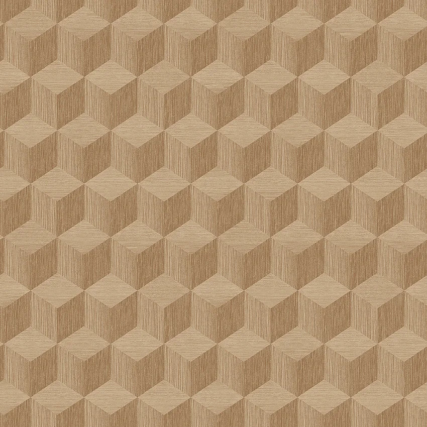 Colored in warm tones of golden beige, our Cube wallpaper is timeless, luxurious and contemporary in style. 