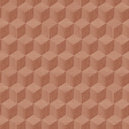 Colored in terracotta red tones, our Cube wallpaper injects warmth and vibrant charm into your space.