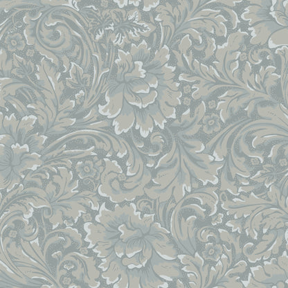 In a blend of fantasy and tradition on wallpaper, leafy tendrils and ornaments intertwine.