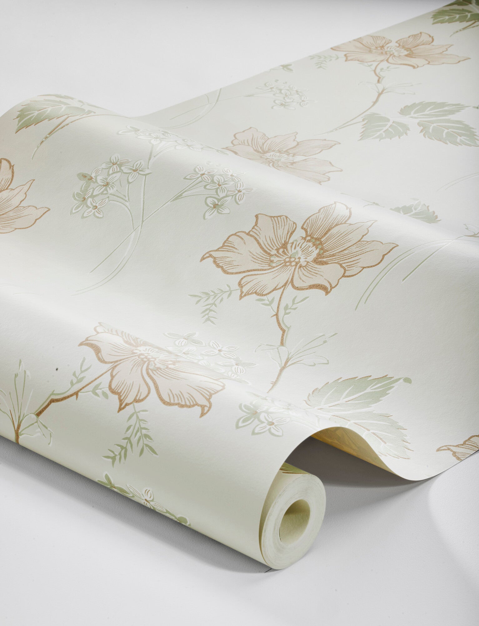 Embrace the gentle elegance of our Valborg wallpaper in a mild gray and soft pink palette.