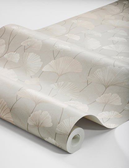Colored in a neutral palette of gray and beige, our Sophia wallpaper is timeless and sophisticated.