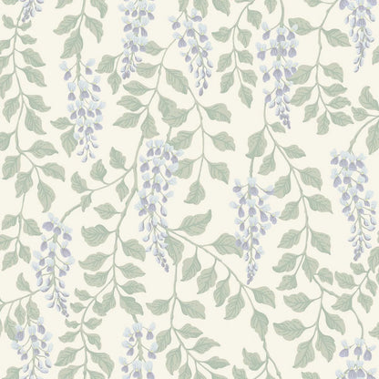 Step into a poetic and vintage oasis with our Blåregn wallpaper in a surface print that gives a beautiful rustic expression to the floral pattern. 