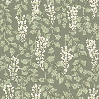 Enjoy natural and harmonious beauty with our Blåregn wallpaper in a dreamy warm green color scheme. 