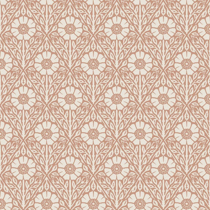 Colored in soft warm terracotta red hues with cosy white accents, our Nyponros wallpaper adds a harmonious and inviting feel to any space.