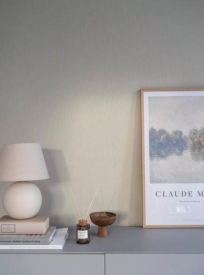  Cotton is a plain wallpaper with a woven appearance like a cotton fabric. 