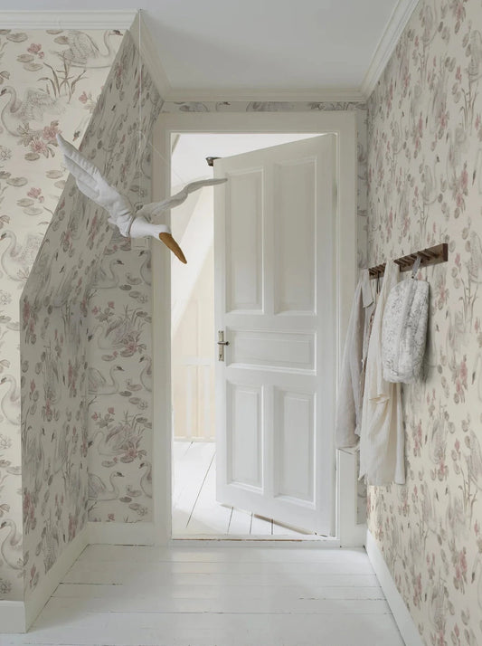 This delightful Lily Swan wallpaper comes from a collaboration between Boråstapeter and Swedish lifestyle brand Newbie.