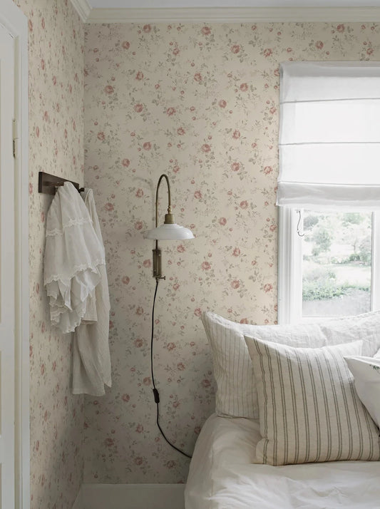 Add a touch of elegance to your child’s space with our Rose Garden wallpaper in beautiful vintage tones 