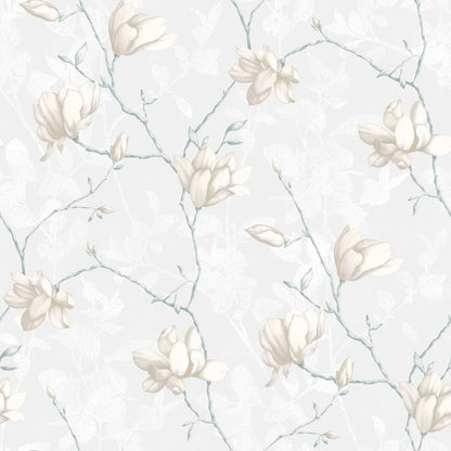 Colored in sophisticated grey tones, our Lily Tree wallpaper celebrates the delicate blooms of the Magnolia tree. 
