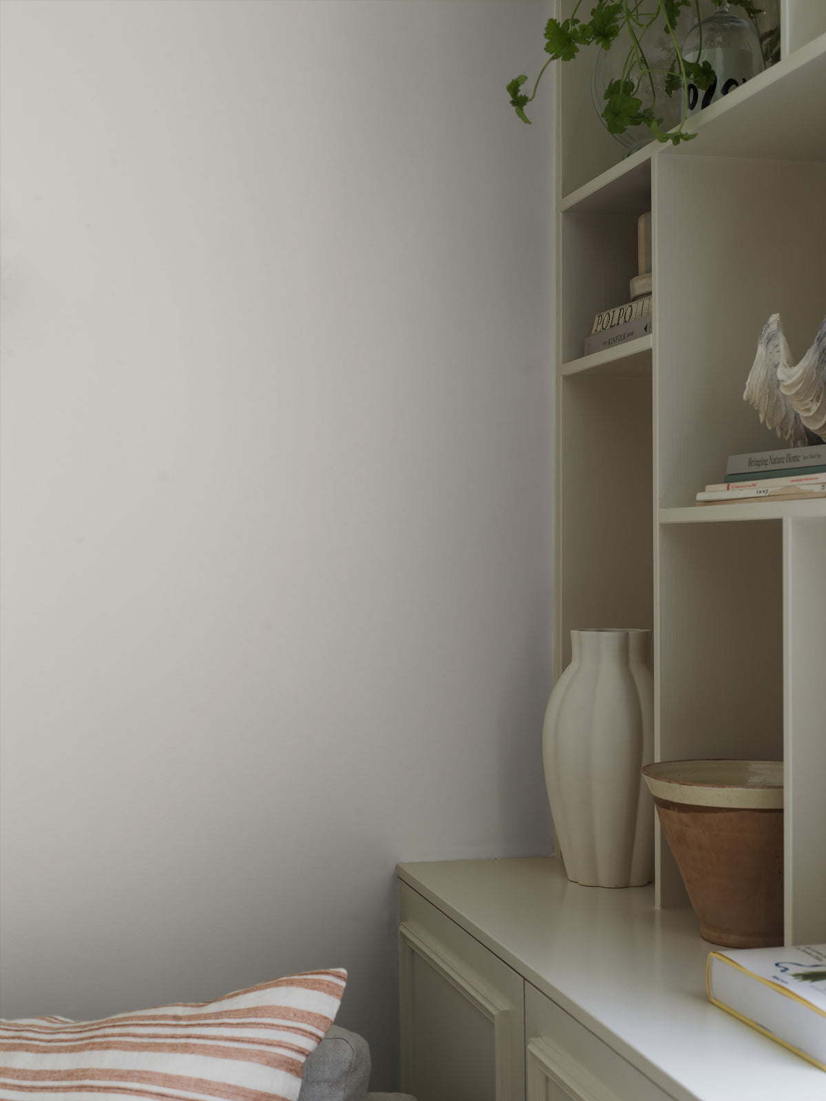 Porcelain is a White wallpaper in a cool shade inspired by the almost translucent look of antique porcelain.