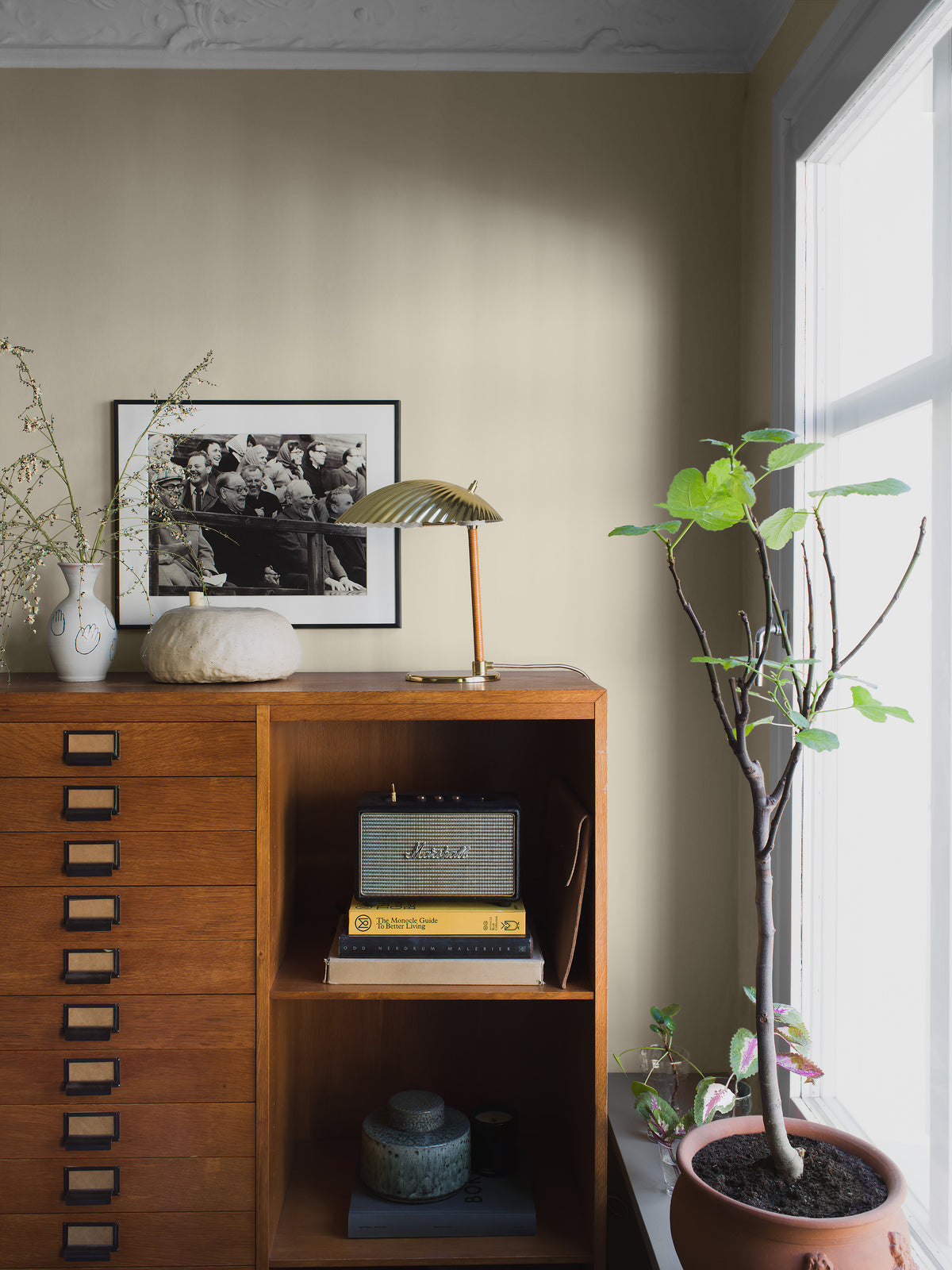 Cream is a darker cream-colored wallpaper in a rich shade with beautiful depth.