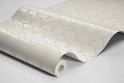 Our Deco Arch wallpaper in light warm white combines timeless elegance with subtle shimmer. 