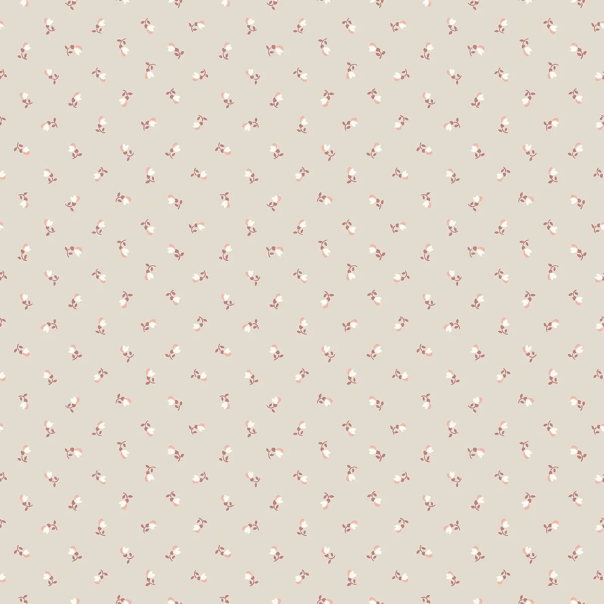 Colored in a cool beige tone with warm white, pale red and brown-red accents, our Petite Chérie wallpaper exudes understated sophistication. 