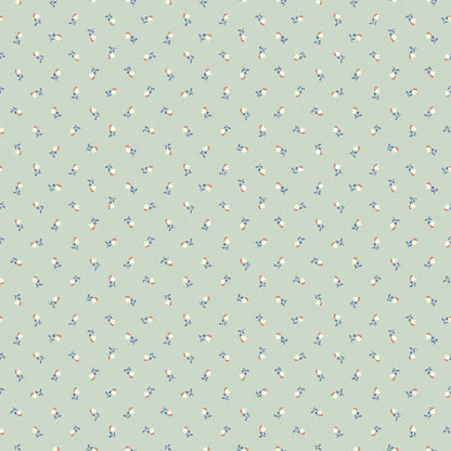 Colored in a fresh green palette with blue, white and red accents, our Petite Chérie wallpaper exudes a vibrant, modern energy.
