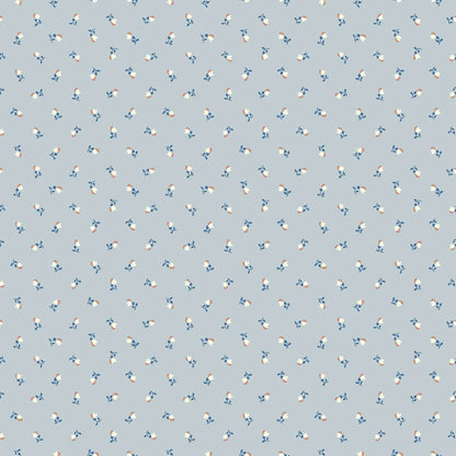 Colored in a blue tone, our Petite Chérie wallpaper redefines classic floral patterns with a bold, sophisticated style. 