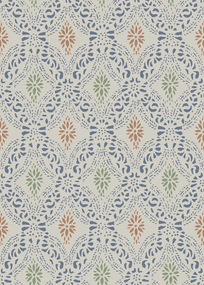 Eye catching and timeless, our Kvarnholmen wallpaper draws inspiration from a stencil held in Kalmar County Museum’s collections.