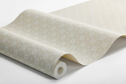  Soft white stars brighten a natural background in our Stella wallpaper to create a clean and understated palette. 